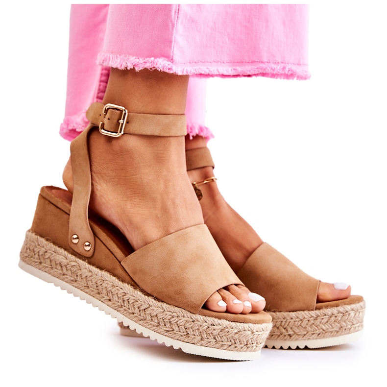 FE1 Sandale din piele intoarsa Camel Lisabona bej