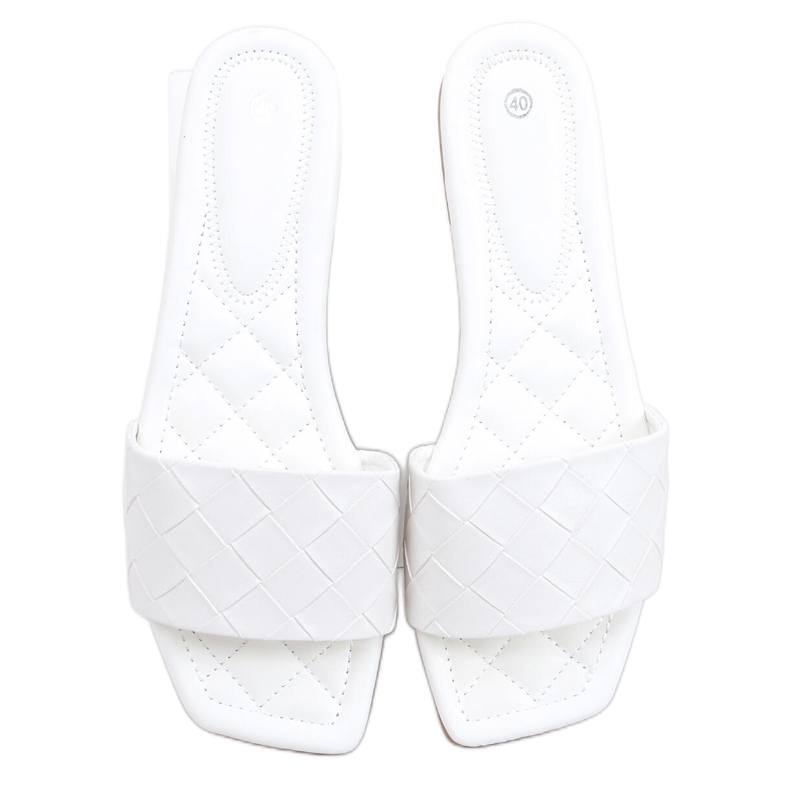 Papuci Sahar White cu talpă pătrată alb Papuci Sahar White cu talpă pătrată alb