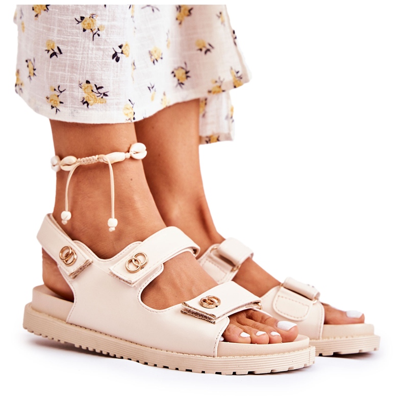 S.Barski Sandale De Damă Piele Cu Decor Bej Halis