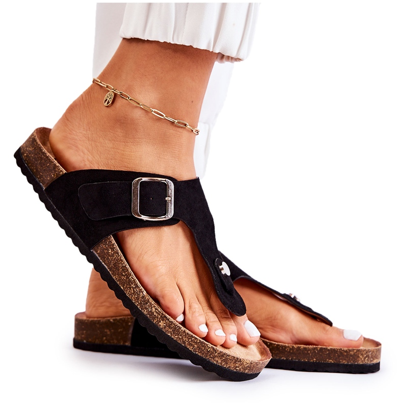 FB1 Papuci De Damă Cu Cataramă Neagră Elina negru