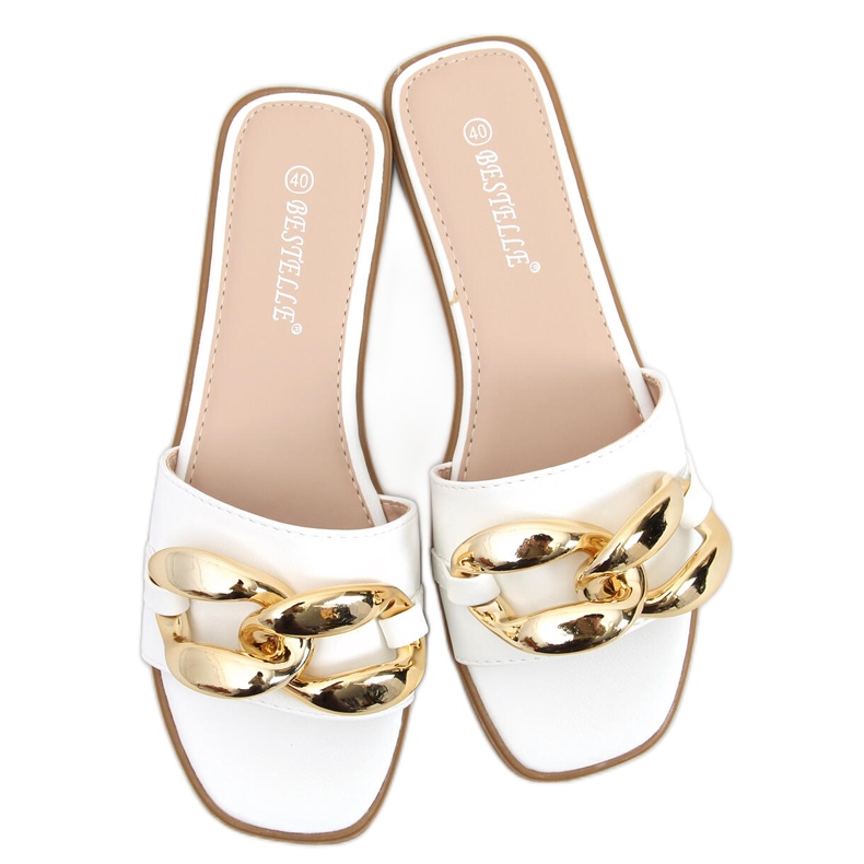 Papuci cu lanț Dalia White alb