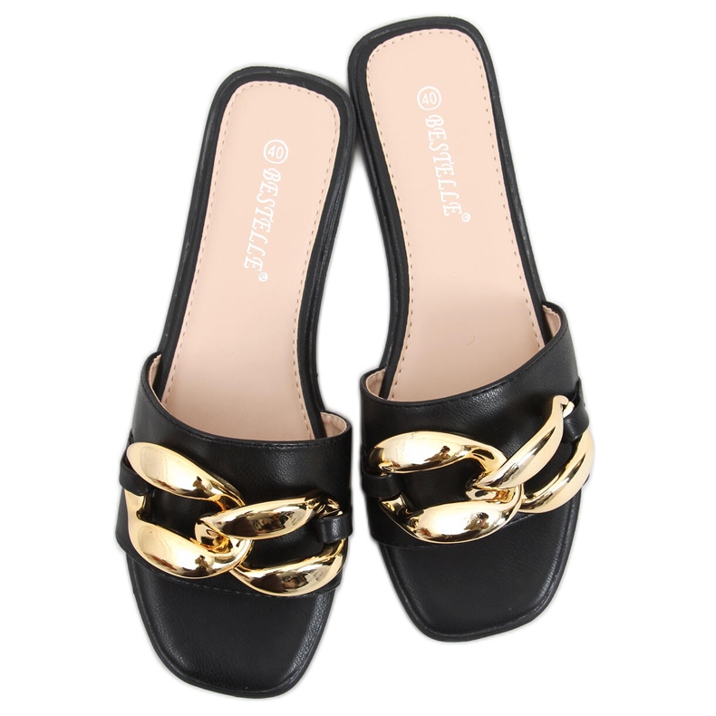 Dalia Black Papuci cu lant negru