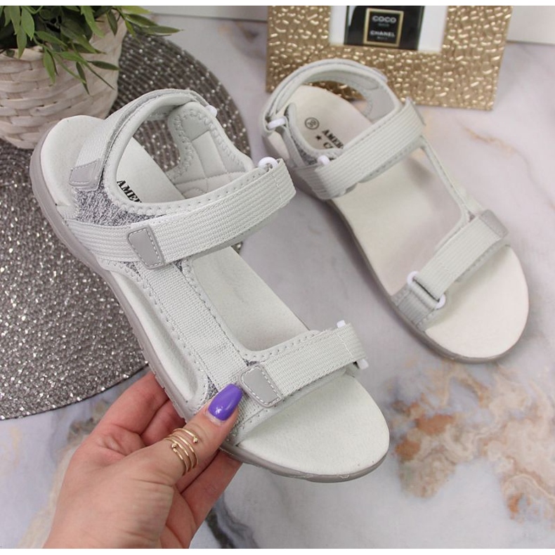 Sandale cu velcro American Club W AM896B gri