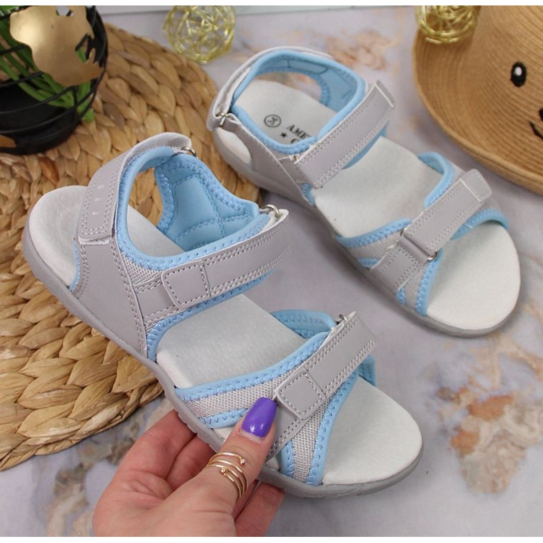 American Club Jr.AM898A sandale cu velcro gri