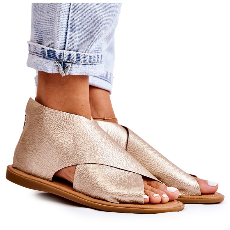 S.Barski Sandale de damă din piele aurii Catalise de aur