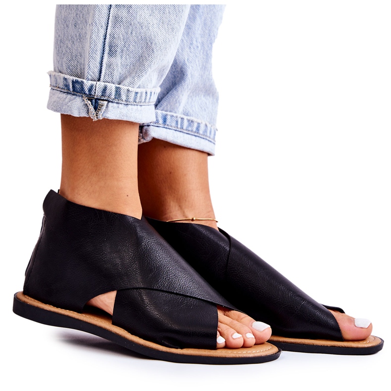 S.Barski Sandale Catalise din piele neagră de damă negru