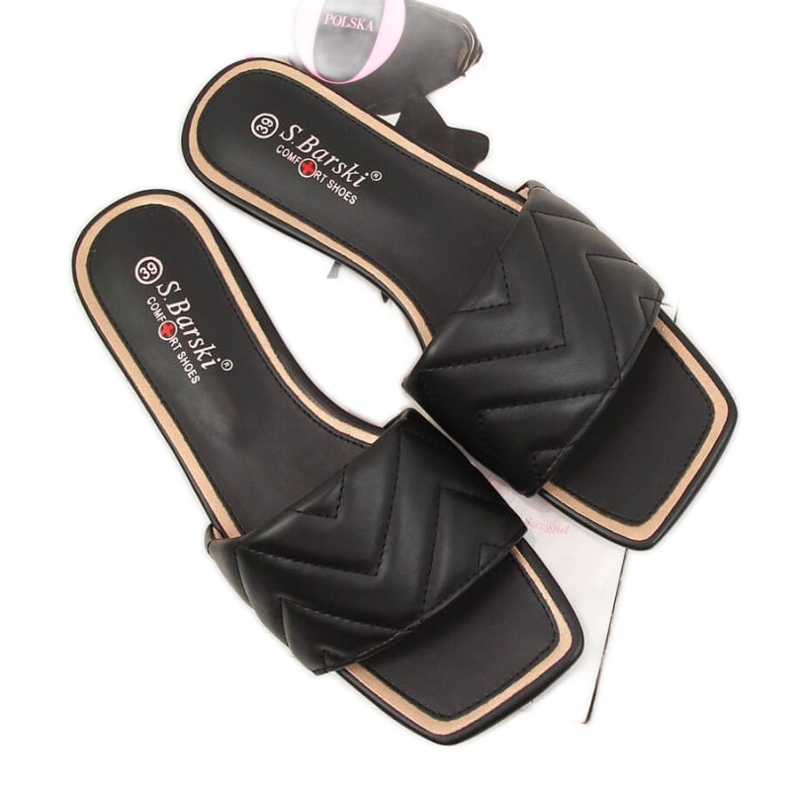 S. Barski W OLI103A papuci matlasati negri negru