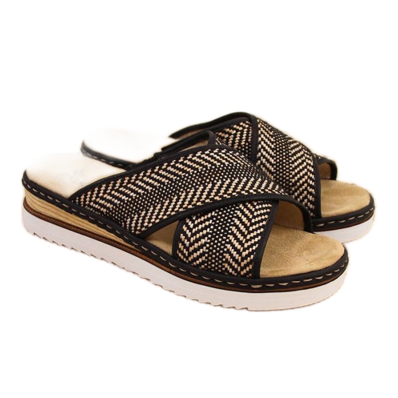 Papuci cu pană Rieker W R459 negri negru