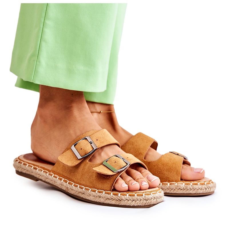 PG1 Papuci de damă clasici din piele intoarsa Camel Casilda maro