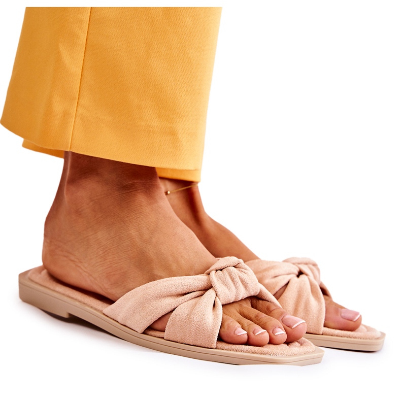 PG1 Papuci Lorrie, din piele intoarsa, la moda pentru femei bej roz