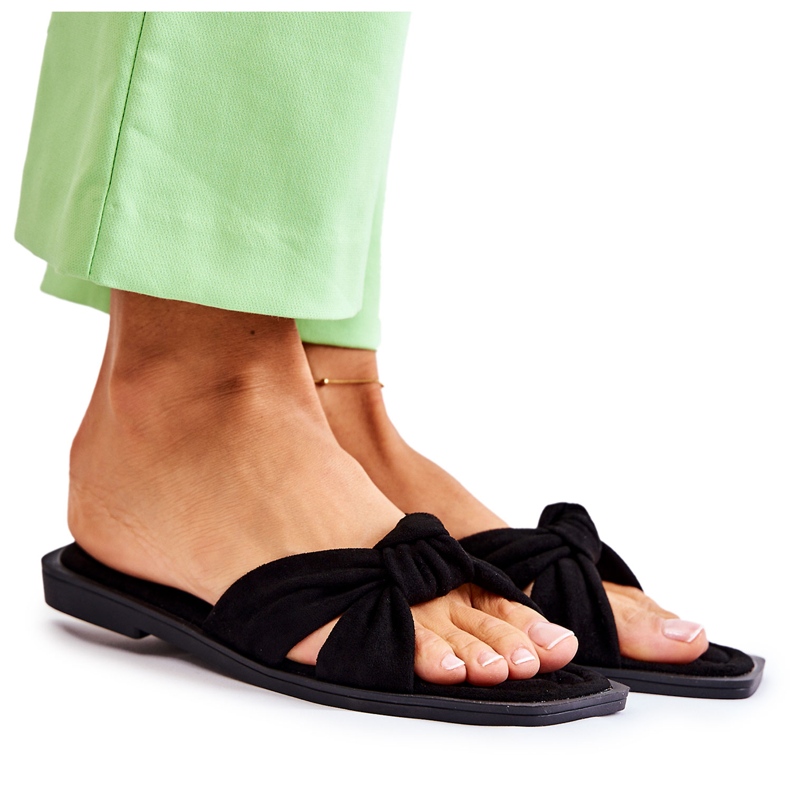 PG1 Papuci negri din piele intoarsa la moda pentru dama Lorrie negru