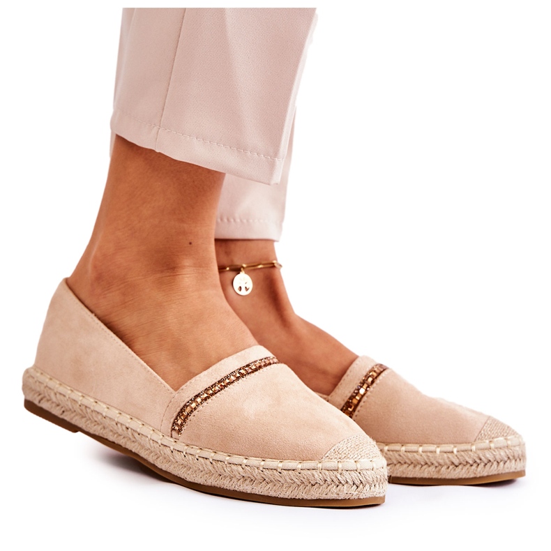 S.Barski Espadrile clasice pentru femei, bej, cu slip-on Cersei