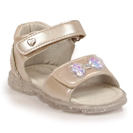 Sandale pentru fete cu velcro argintiu bej