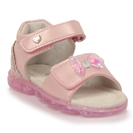 Sandale pentru fete cu velcro si fundita roz Sandale pentru fete cu velcro si fundita roz