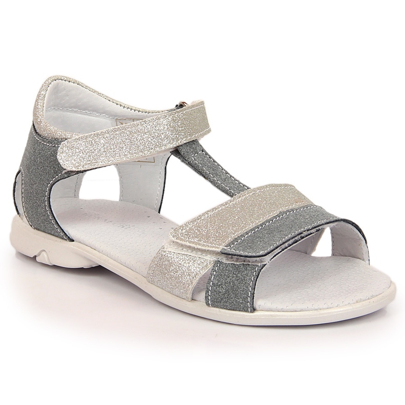 Sandale pentru fete cu velcro argintiu Kornecki 6323 gri