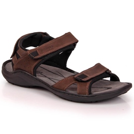 Sandale bărbați din piele cu Velcro maro Helios 854 Sandale bărbați din piele cu Velcro maro Helios 854