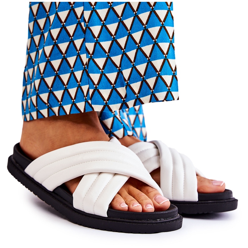 Papuci de damă clasici din piele albă Daron