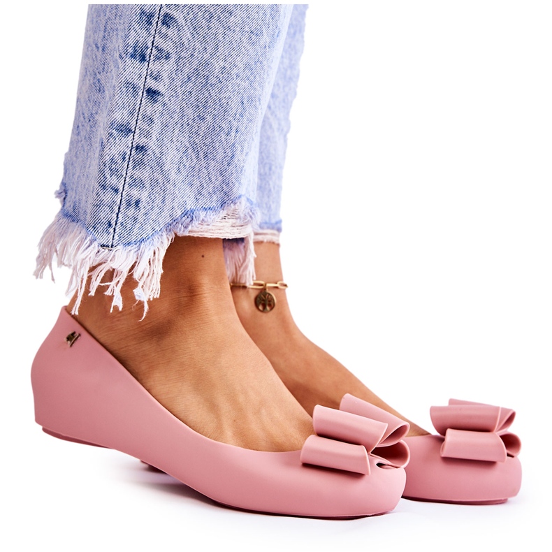 PH1 Balerini de cauciuc de damă, cu o fundă, flori roz PH1 Balerini de cauciuc de damă, cu o fundă, flori roz