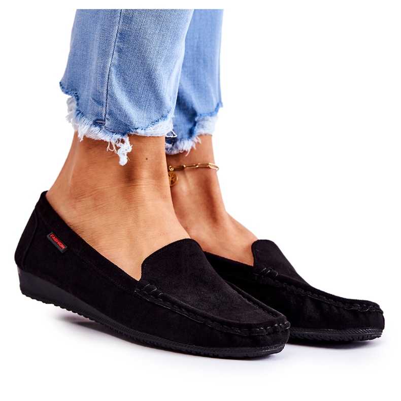 PH1 Mocasini negri din piele intoarsa de dama La Cava negru