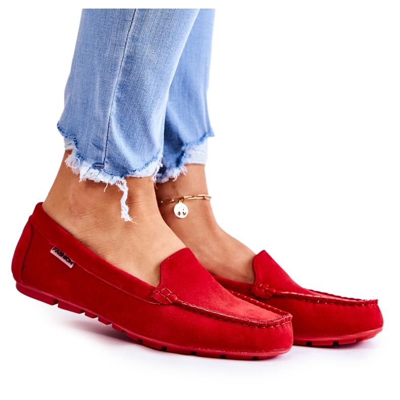 PH1 Mocasini Red Millare din piele intoarsa pentru dama roșu