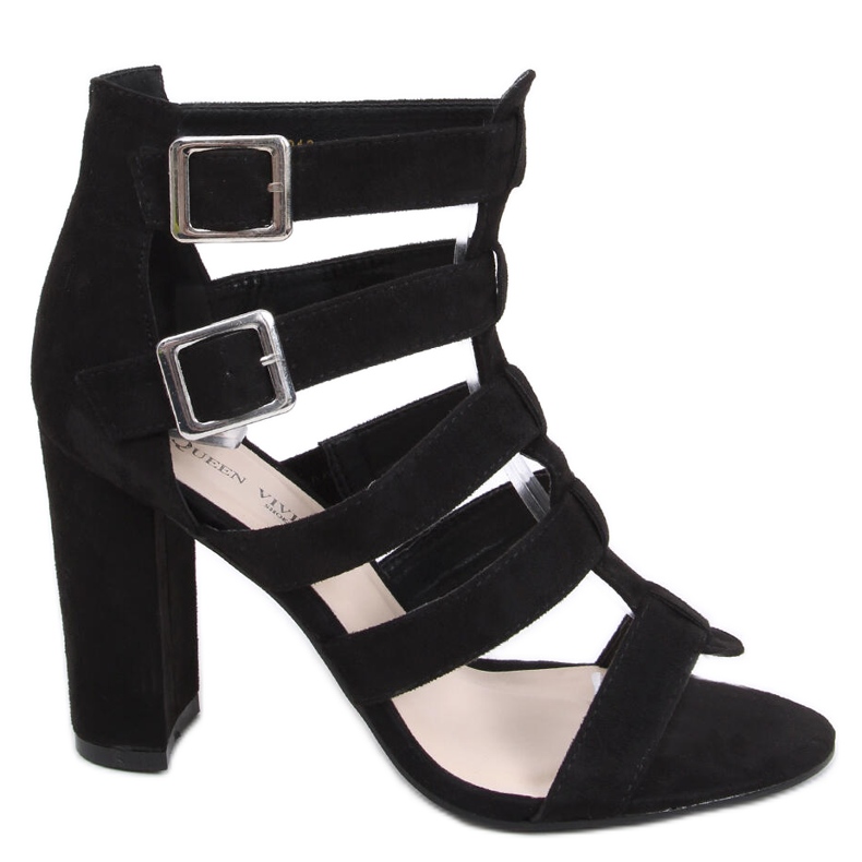Macy Sandale negre cu toc negru Macy Sandale negre cu toc negru