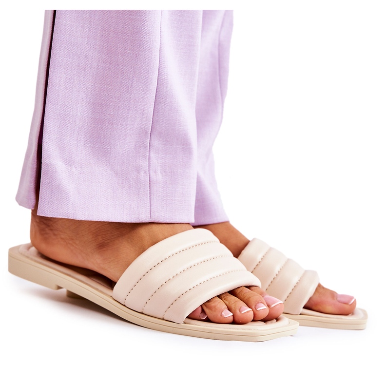 PG1 Papuci De Damă Piele Cu Matlasare Bej Raula