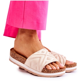 PG1 Papuci de damă din piele intoarsa pe o platforma masiva Bej Heritta