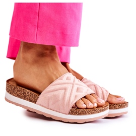 PG1 Papuci de damă din piele intoarsa pe o platforma Heritta roz masiv PG1 Papuci de damă din piele intoarsa pe o platforma Heritta roz masiv