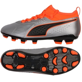 Ghete de fotbal Puma One 3 Lth Hg M 104746 01 argint argint
