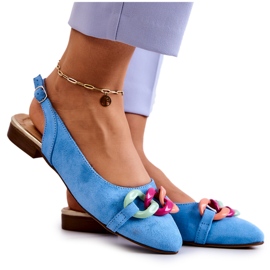 Lewski Shoes Balerini din piele intoarsa cu lant Pantofi Lewski 3125 Albastru multicolor