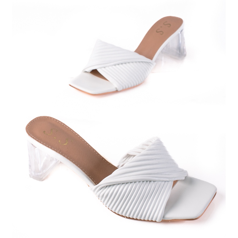 SHELOVET Papuci Pe Toc Transparent alb