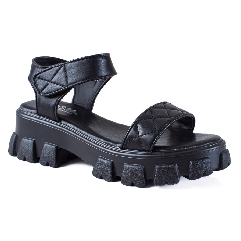 SHELOVET Sandale cu velcro negru