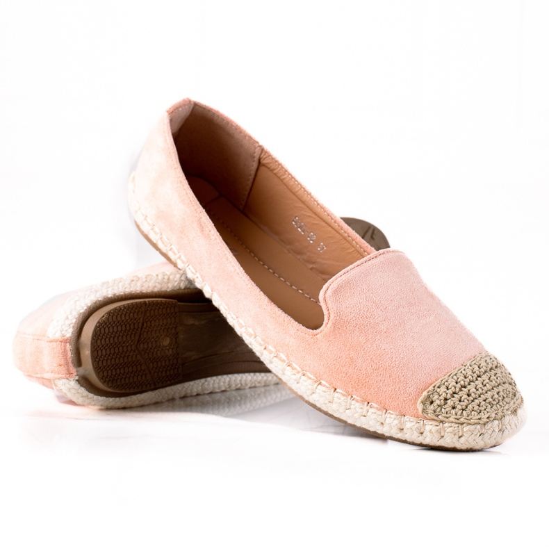 SHELOVET Espadrile din piele intoarsa roz