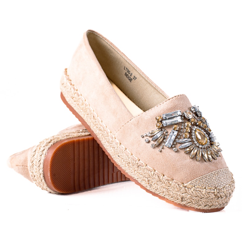 SHELOVET Espadrile Cu Cristale bej