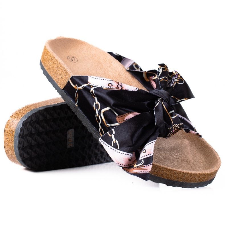 SHELOVET Papuci Negri Cu Arc negru