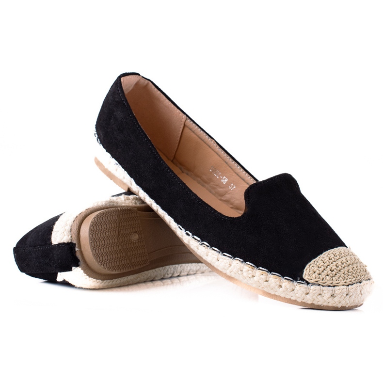 SHELOVET Espadrile din piele intoarsa negru