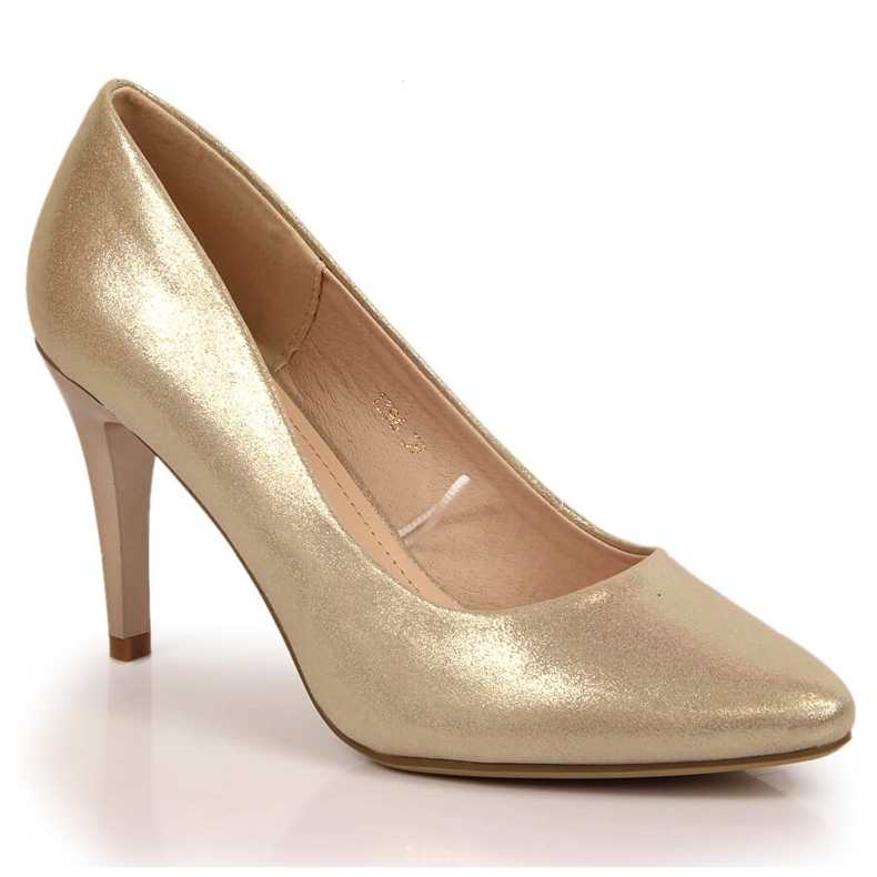 Pumps stiletto patent auriu Sergio Leone de aur