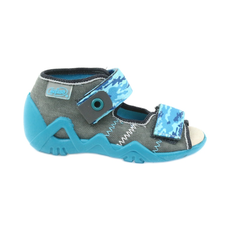 Befado pantofi copii sandale cu inserție din piele 350P062 albastru gri Befado pantofi copii sandale cu inserție din piele 350P062 albastru gri