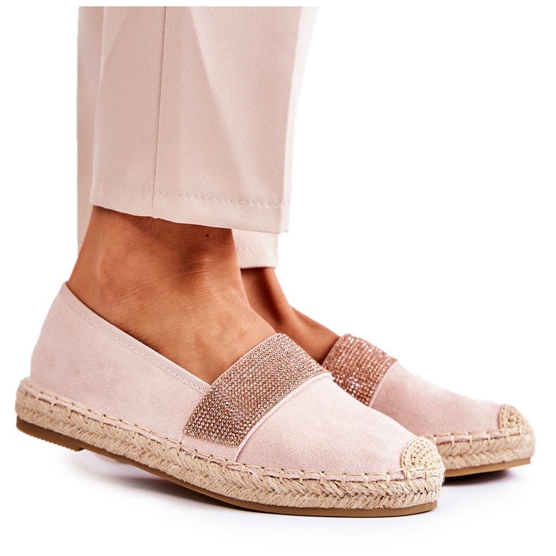 PG1 Espadrile De Damă Cu Cubic Zirconia Pink Massal roz