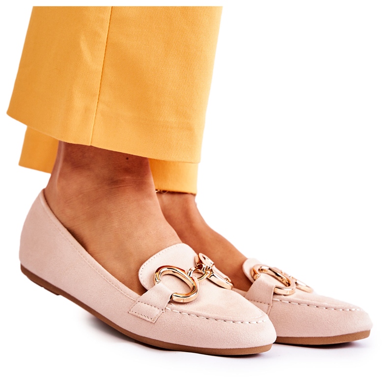 Mocasini de dama din piele intoarsa cu decor Bej Reality Mocasini de dama din piele intoarsa cu decor Bej Reality