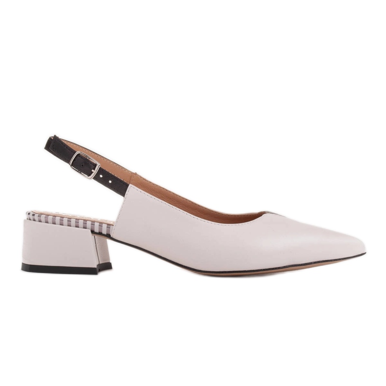 Marco Shoes Pompele joase cu toc deschis din piele naturală delicată alb negru