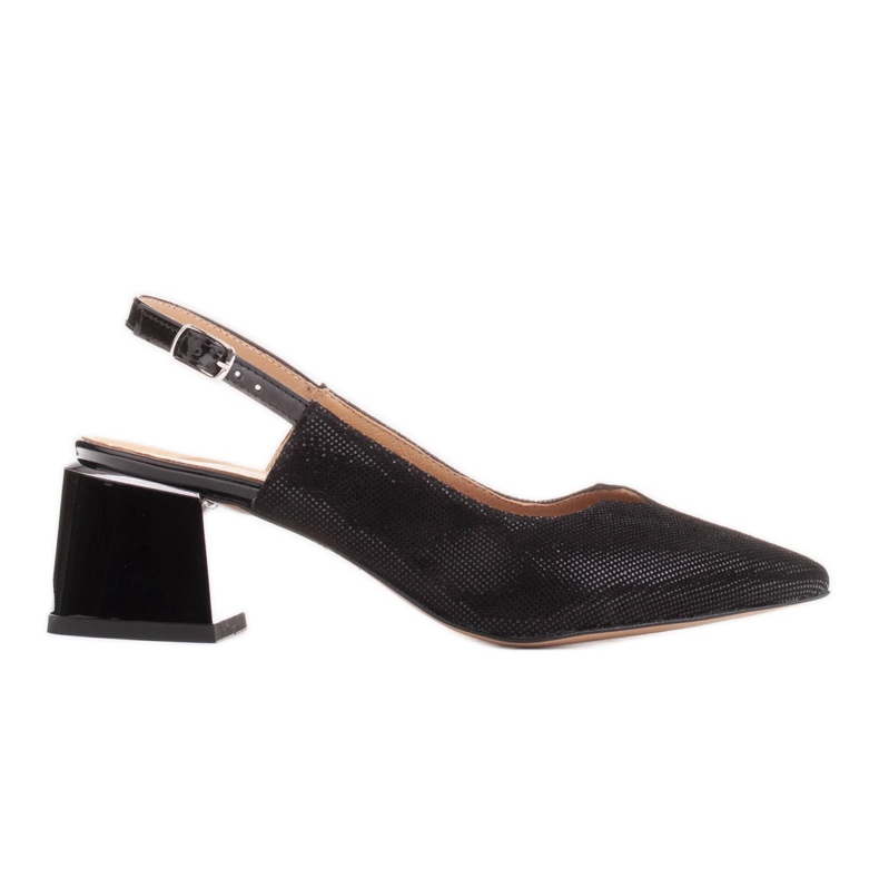 Marco Shoes Sandale din piele intoarsa cu model stralucitor negru