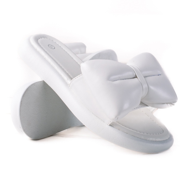 SHELOVET Papuci cu fundita alb