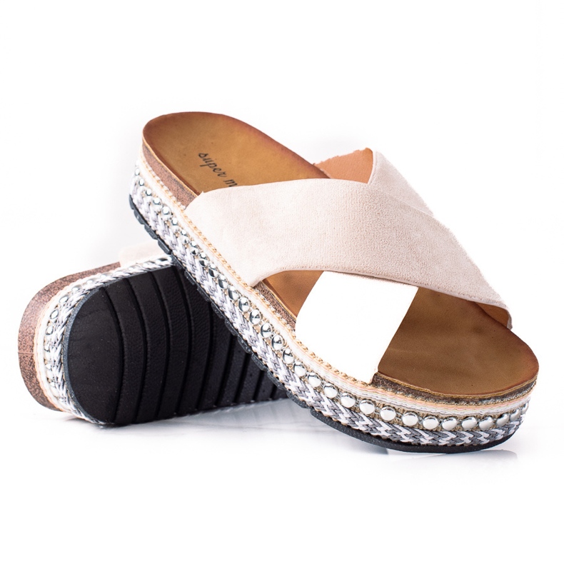 SHELOVET Papuci la modă pe platformă bej