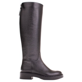 Marco Shoes Cizme din piele embosată cu toc jos negru