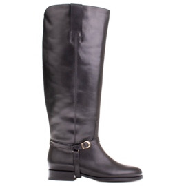 Marco Shoes Cizme de piele pentru un vițel lat negru