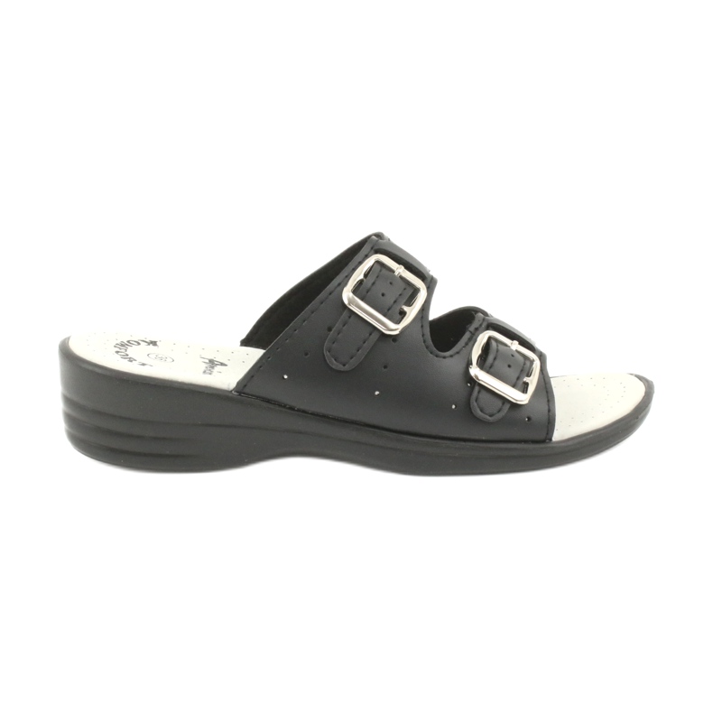 American Club papuci negri pe catarame americane negru