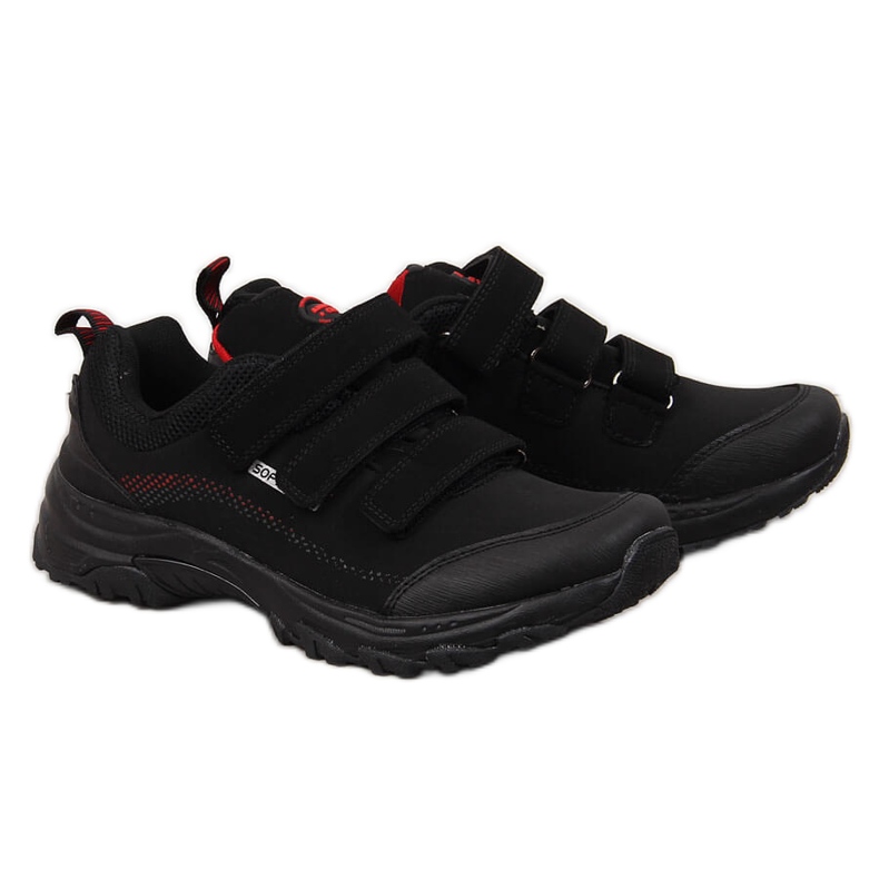 Pantofi de trekking cu Velcro impermeabili negru si rosu American Club