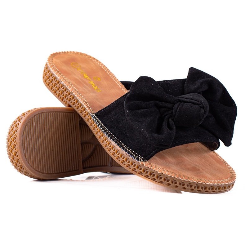 SHELOVET Papuci cu fundita negru SHELOVET Papuci cu fundita negru