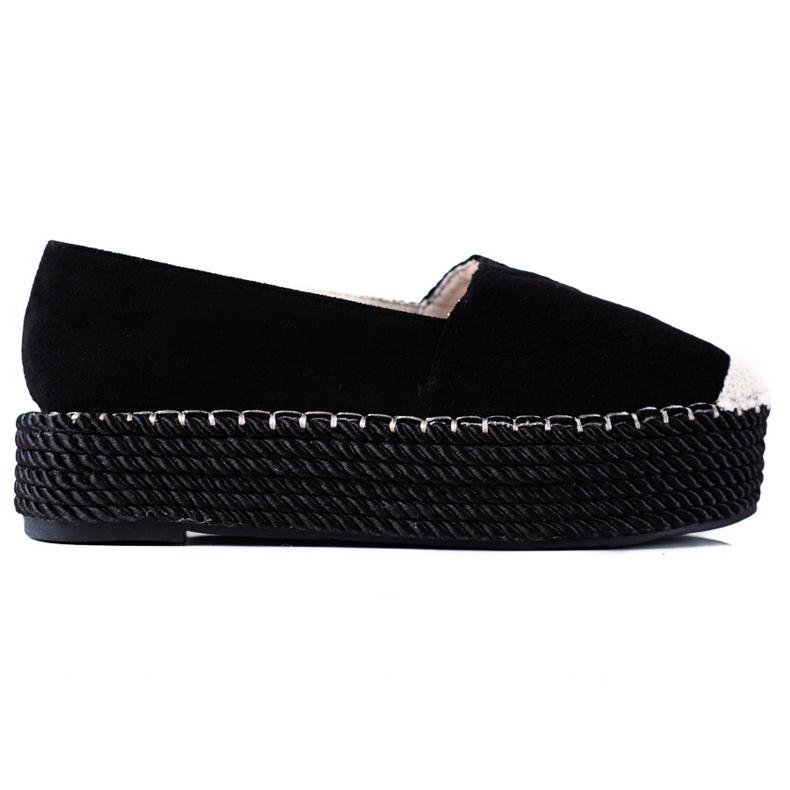 SHELOVET Espadrile din piele intoarsa negru